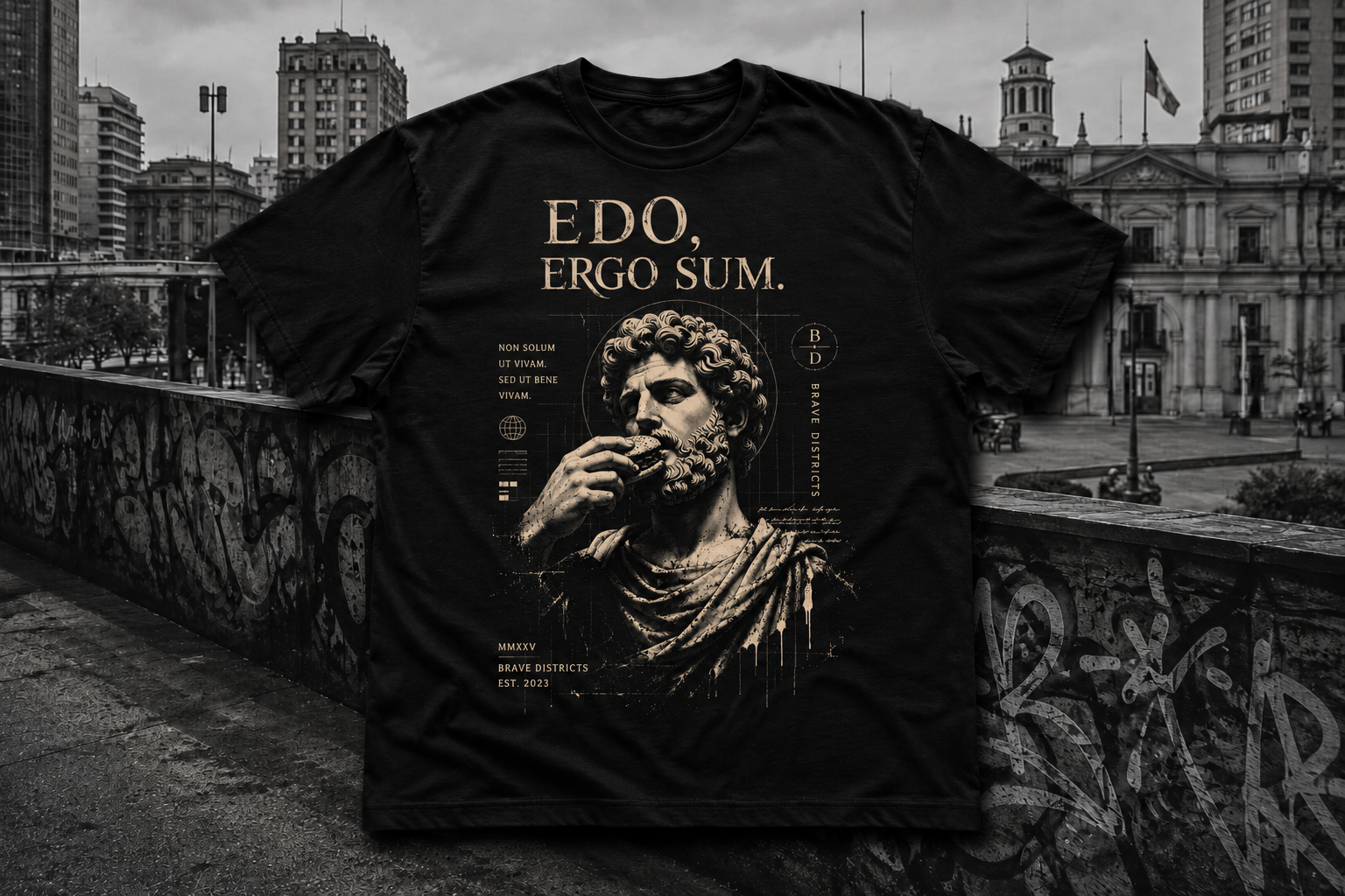 Edo ergo sum - polera ¨como,  luego existo¨.